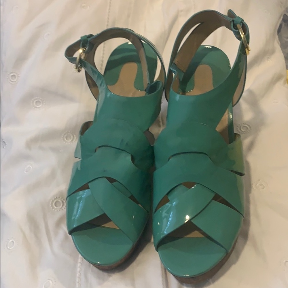 Joan and David Mint Green Wedges Size 8